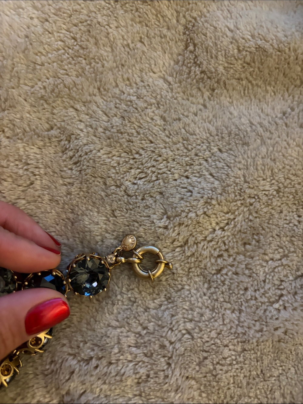 J. Crew Gold-Tone Necklace with Dark Gray Crystal Stones - Picture 3 of 5